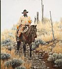 Cowboy Paintings - lone cowboy by Unknown Artist